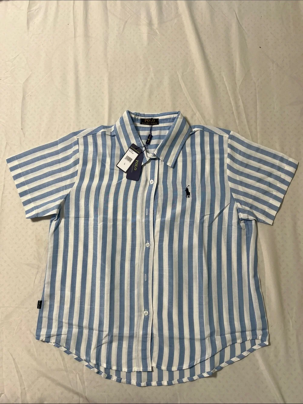 Polo by Ralph Lauren Blue & White Striped Button-Down Shirt - Picture 2 of 3
